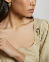 SP2907 PEARL Broosh feather with pearls Fiore di Firenze