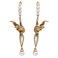 OR1702 PEARL Earings Rana su una canna Fiore di Firenze
