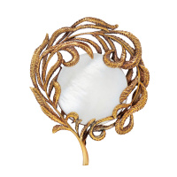 CO2907 PEARL Broosh/Necklace feather with pearls Fiore di Firenze