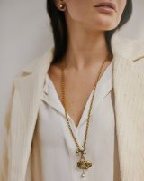 CO1702 PEARL Necklace/Broosh Rana di loto Fiore di Firenze