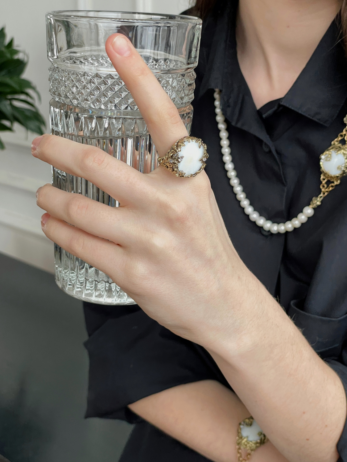 AN4457 MADREPERLA Ring LATTE D'ORO Fiore di Firenze