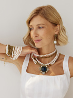 SP1854 PERLA BLU Necklace/Broosh ORDINE FIORENTINO Fiore di Firenze