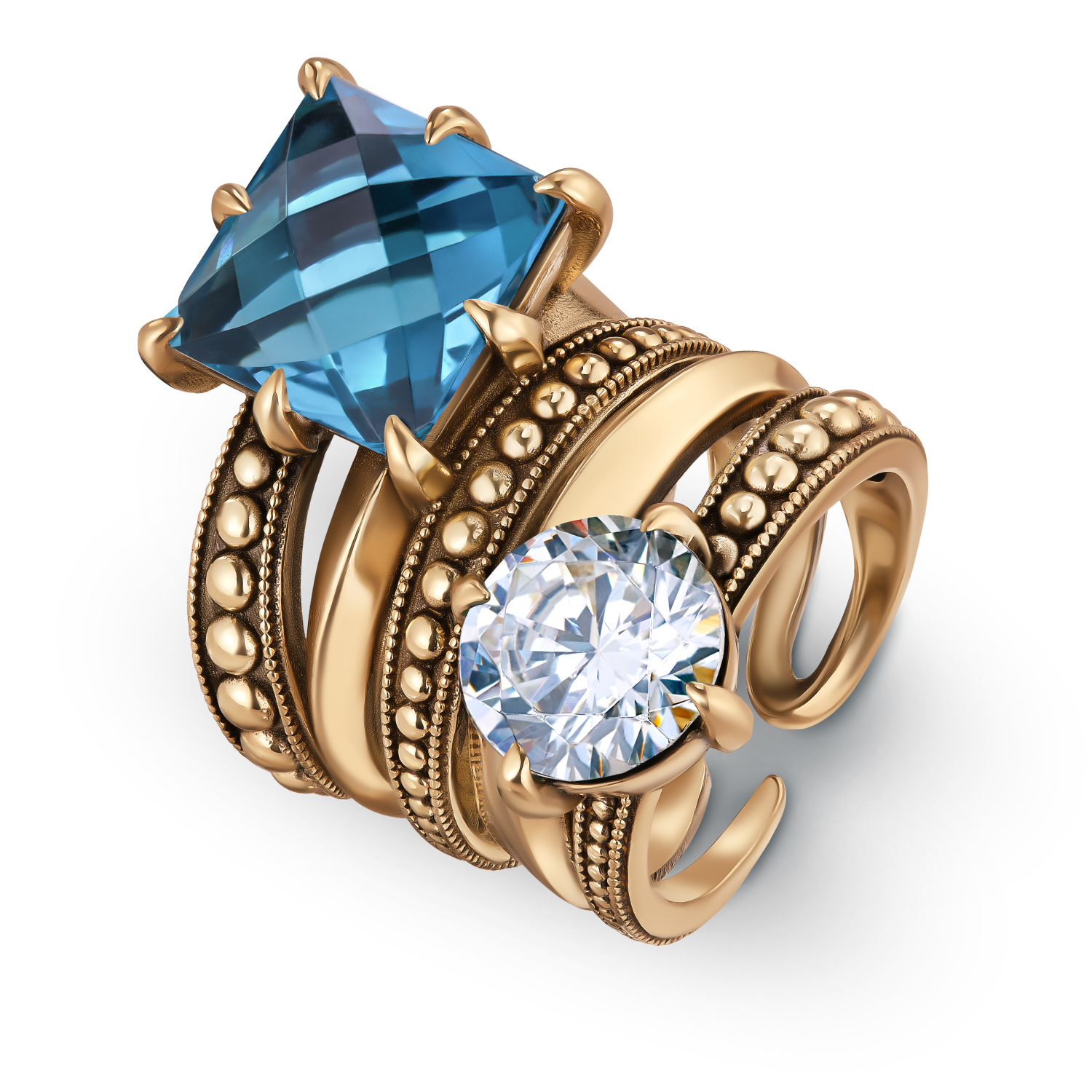 AN0588-0433 CUB ACQUAMARINA Ring SEGRETI DELL'OCEANO Fiore di Firenze