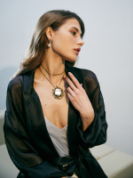 CO2907 PEARL Necklace/Broosh Piuma di Fenice Fiore di Firenze