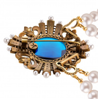 SP1854 PERLA BLU Necklace/Broosh ORDINE FIORENTINO Fiore di Firenze