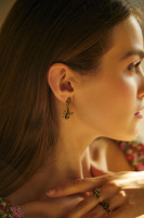 OR2104 CRYSTAL Earings пусеты Bumblebee sul trifoglio Fiore di Firenze