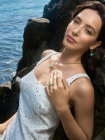 AN0588 CRISOPRASIO Ring SEGRETI DELL'OCEANO Fiore di Firenze