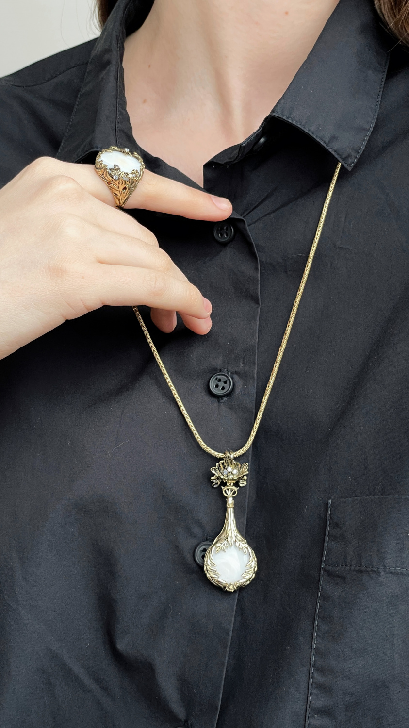AN4457 MADREPERLA Ring LATTE D'ORO Fiore di Firenze