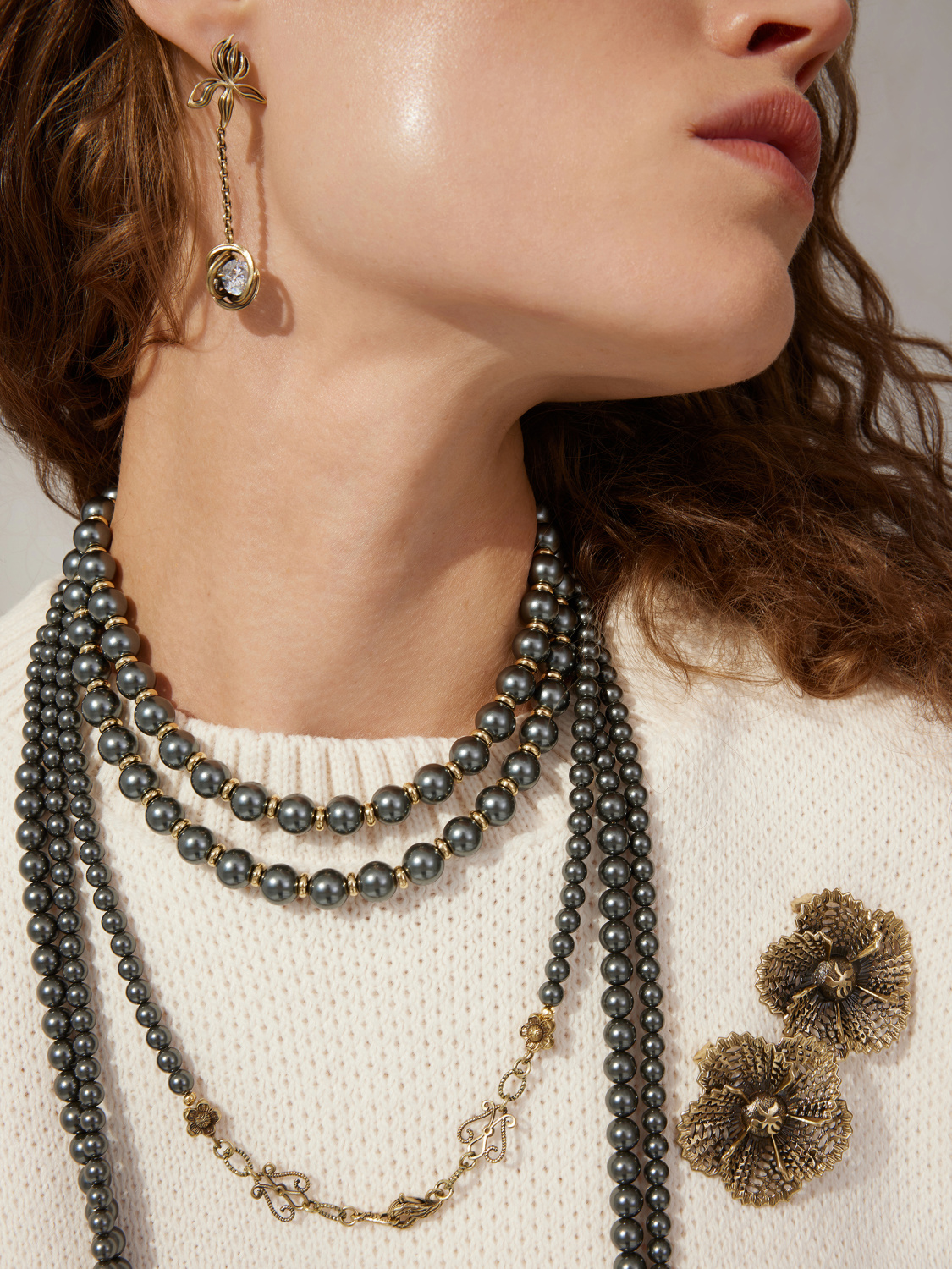 CO1863 PERLA GRAFITE Necklace EREDITA DEI MONARCHI Fiore di Firenze