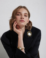 CO2907 PEARL Broosh/Necklace feather with pearls Fiore di Firenze