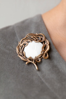 CO2907 PEARL Broosh/Necklace feather with pearls Fiore di Firenze