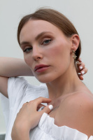 OR2104 CRYSTAL Earings пусеты Bumblebee sul trifoglio Fiore di Firenze