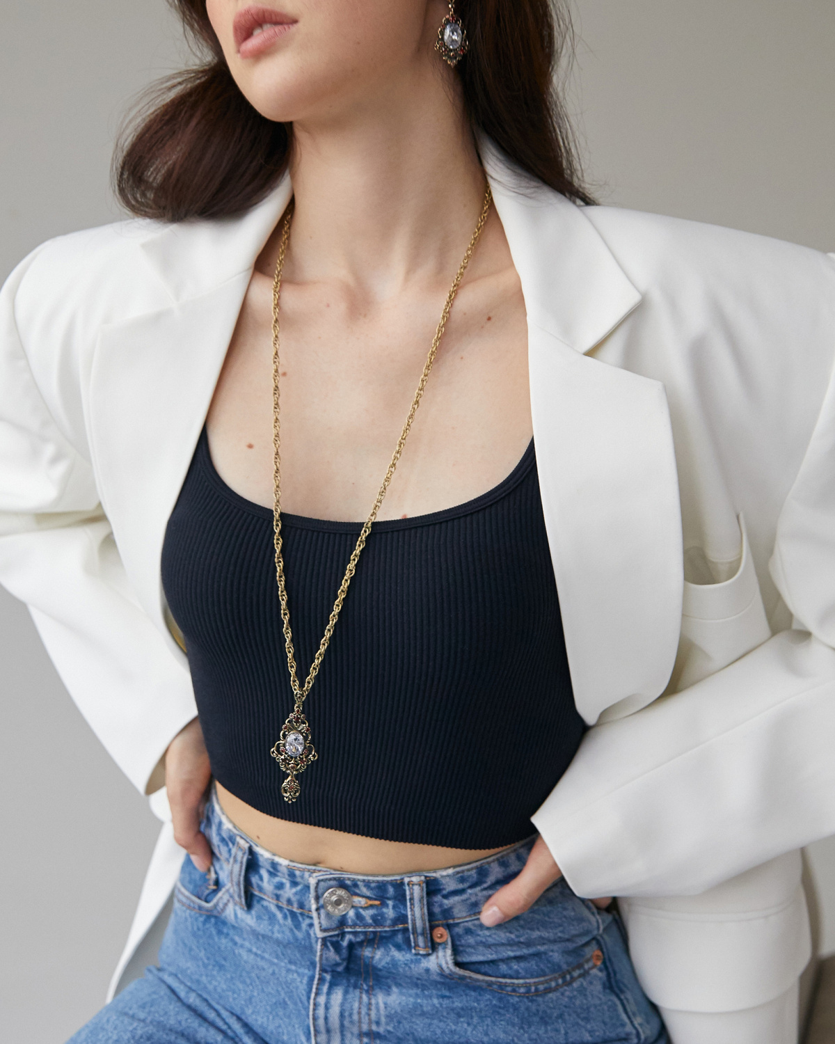 SP5456 CRYSTAL Necklace/Broosh BRILLANTE Fiore di Firenze