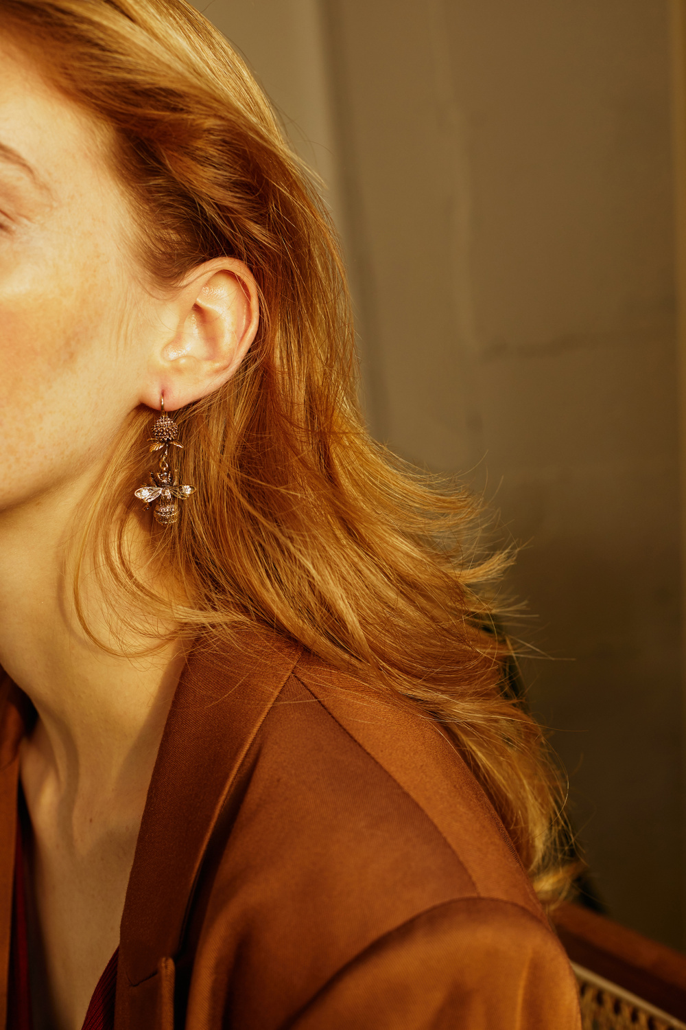 OR2004 CRYSTAL Earings Bumblebee sul trifoglio Fiore di Firenze