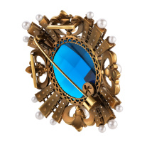 SP1854 PERLA BLU Necklace/Broosh ORDINE FIORENTINO Fiore di Firenze