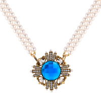 SP1854 PERLA BLU Necklace/Broosh ORDINE FIORENTINO Fiore di Firenze
