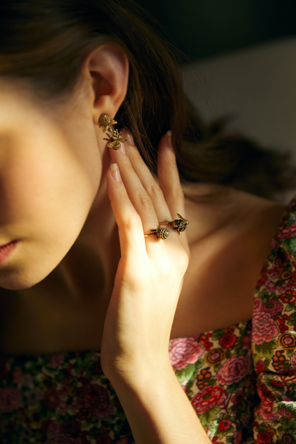 AN2104 CRYSTAL Ring Bumblebee sul trifoglio Fiore di Firenze