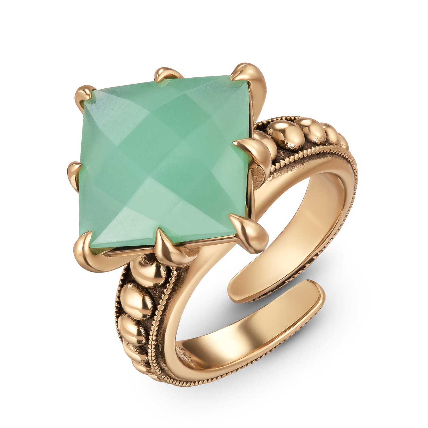 AN0588 CRISOPRASIO Ring SEGRETI DELL'OCEANO Fiore di Firenze