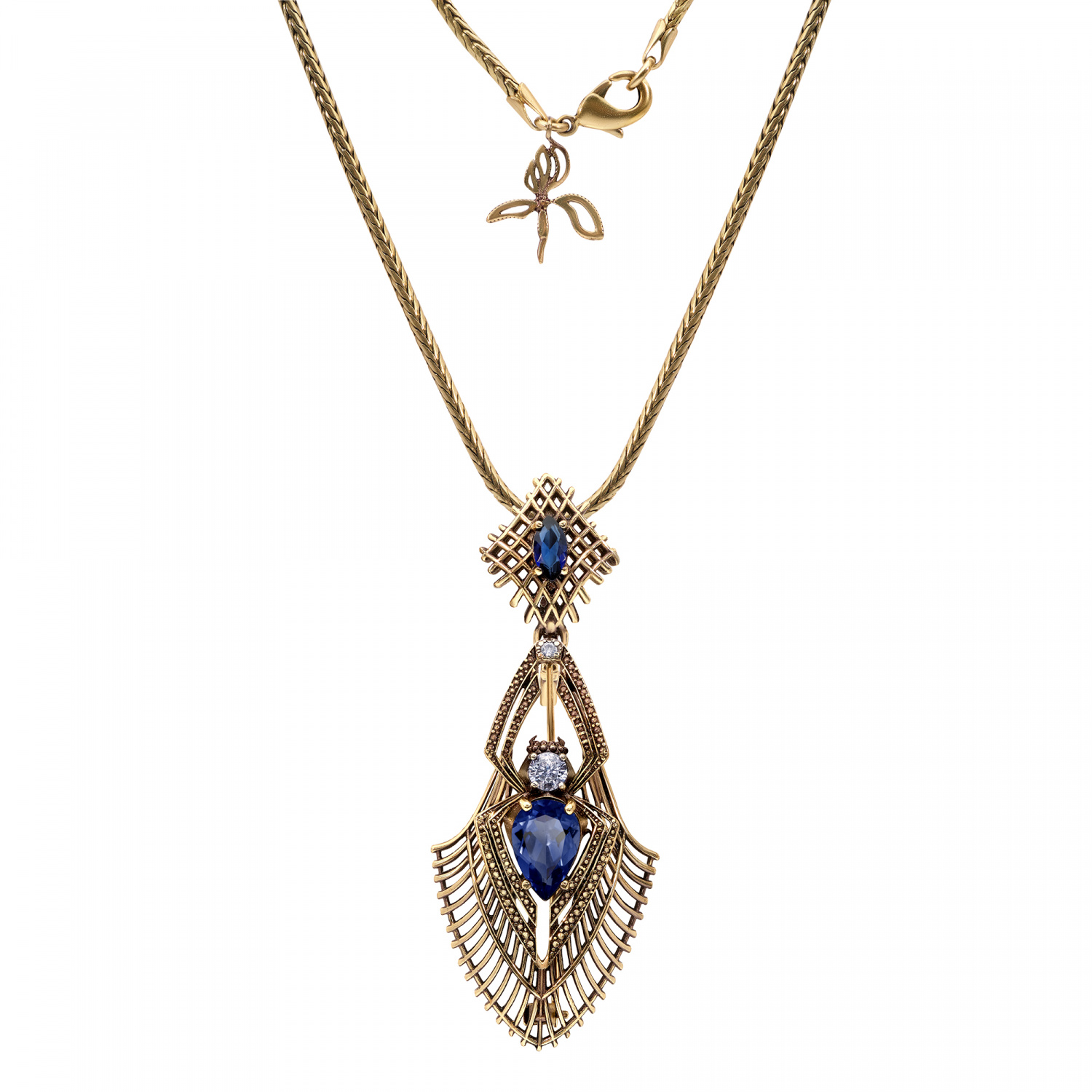 SP310721 TANZANITE Broosh/Necklace RAGNO ART DECO Fiore di Firenze