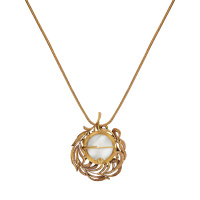 CO2907 PEARL Necklace/Broosh Piuma di Fenice Fiore di Firenze