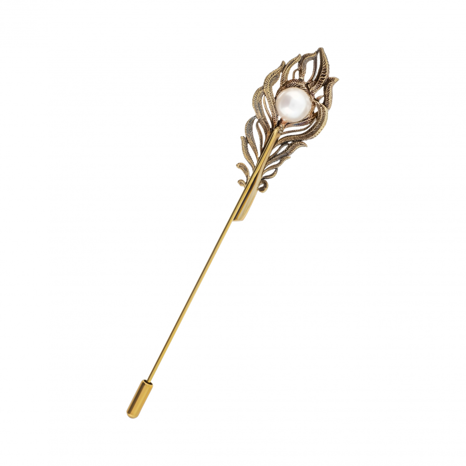 SP2907 PEARL Broosh feather with pearls Fiore di Firenze