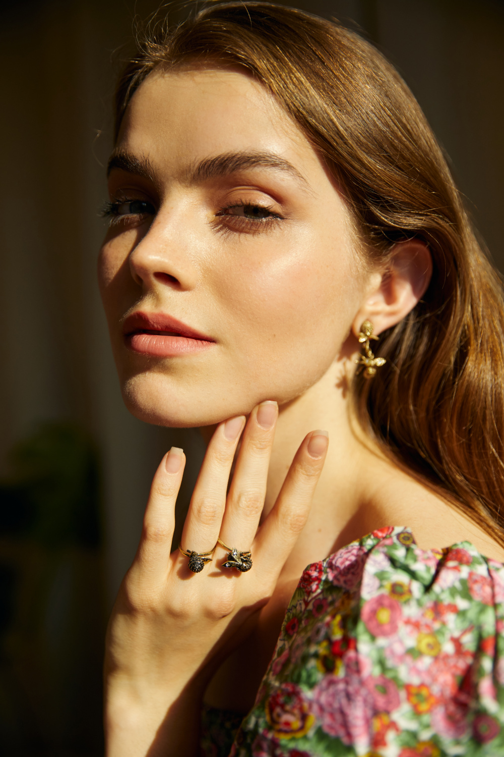 AN2104 CRYSTAL Ring Bumblebee sul trifoglio Fiore di Firenze