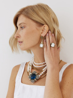 SP1854 PERLA BLU Necklace/Broosh ORDINE FIORENTINO Fiore di Firenze