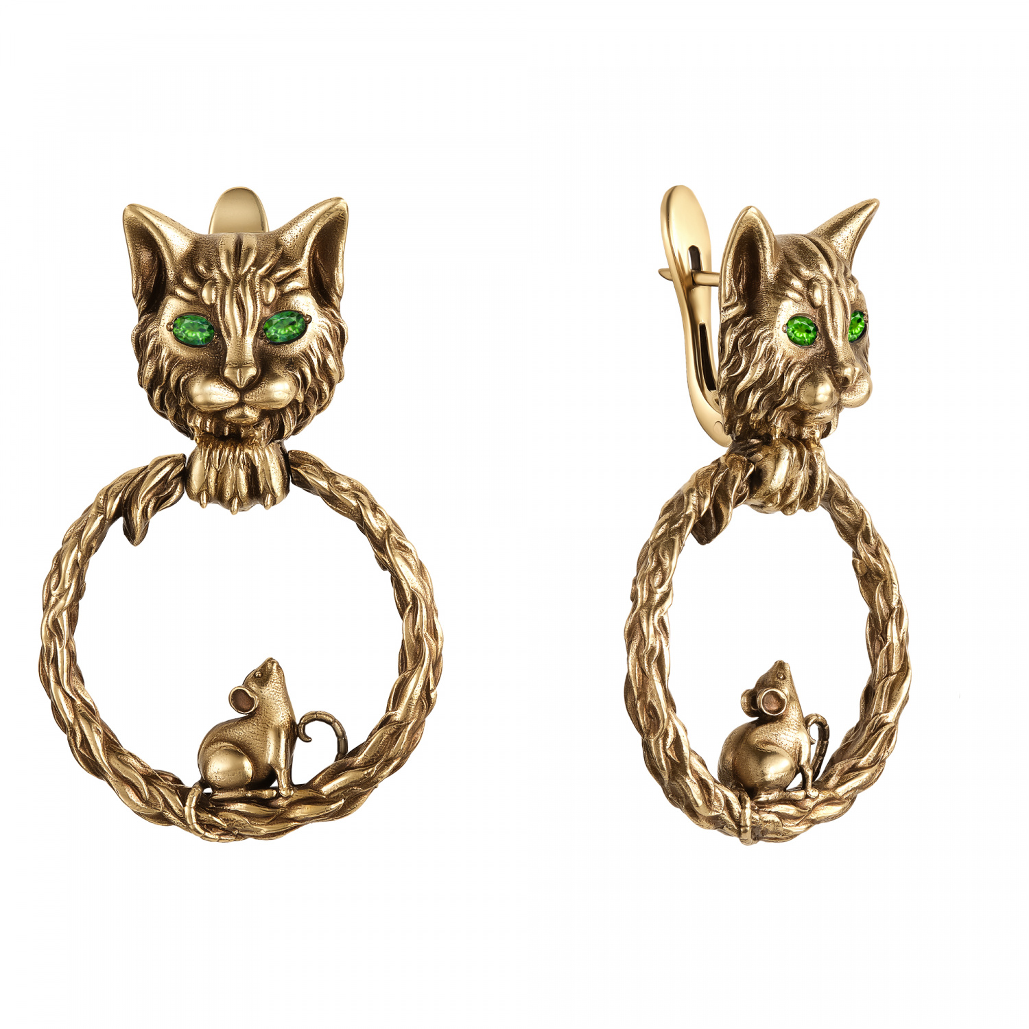 OR3201 Earings GATTO E TOPO Fiore di Firenze